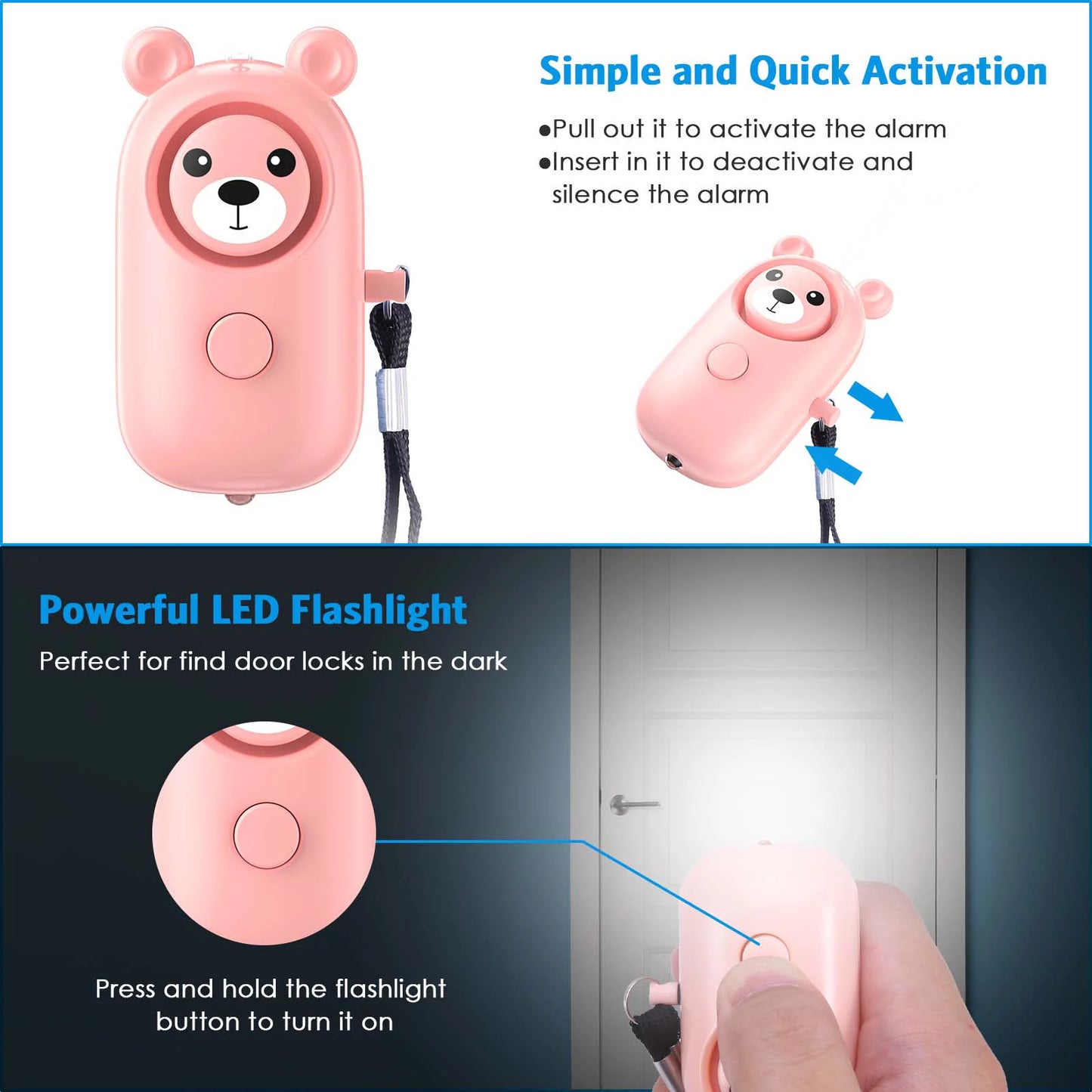 Keychain for Women, Safety Keychain Set with Alarm 6 Pcs Keychain Accessories Keychain for Kids Girls Woman Pink