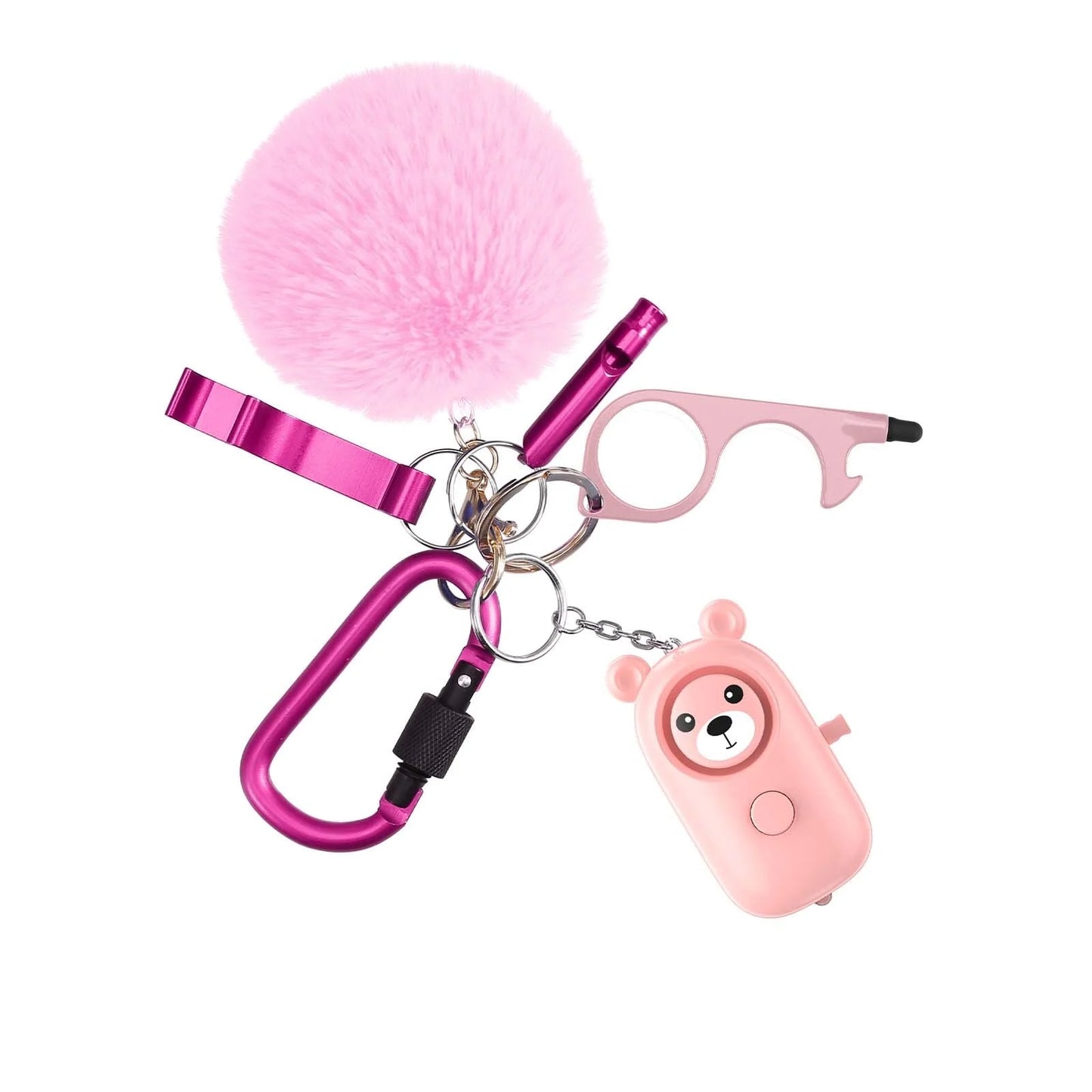 Keychain for Women, Safety Keychain Set with Alarm 6 Pcs Keychain Accessories Keychain for Kids Girls Woman Pink