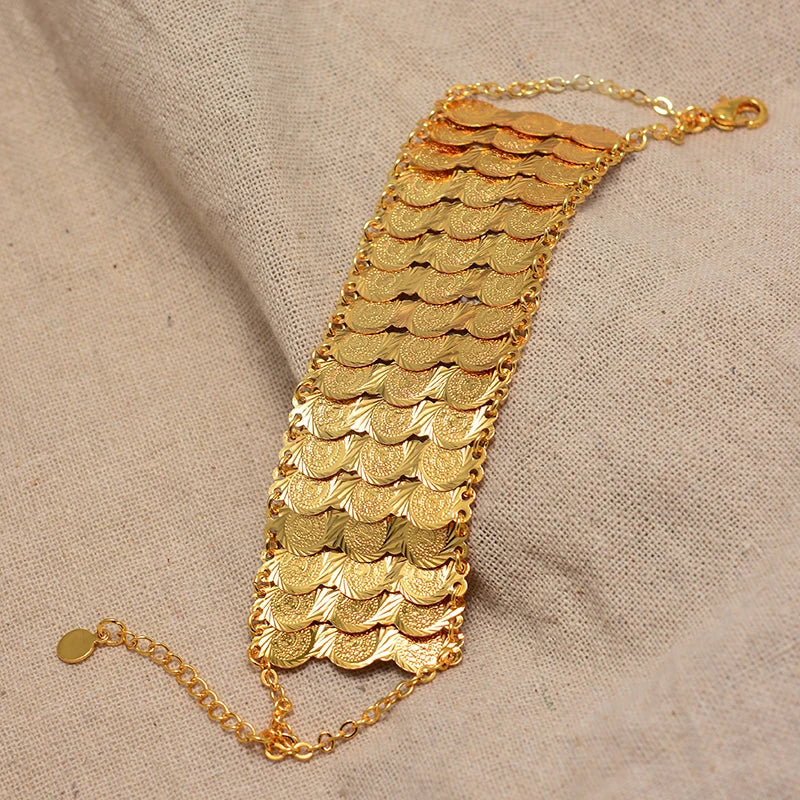 Gold Color Coins Bangles&Bracelets For Women Men Money Coin Bracelet Islamic Muslim Arab Middle Eastern Jewelry African Gifts