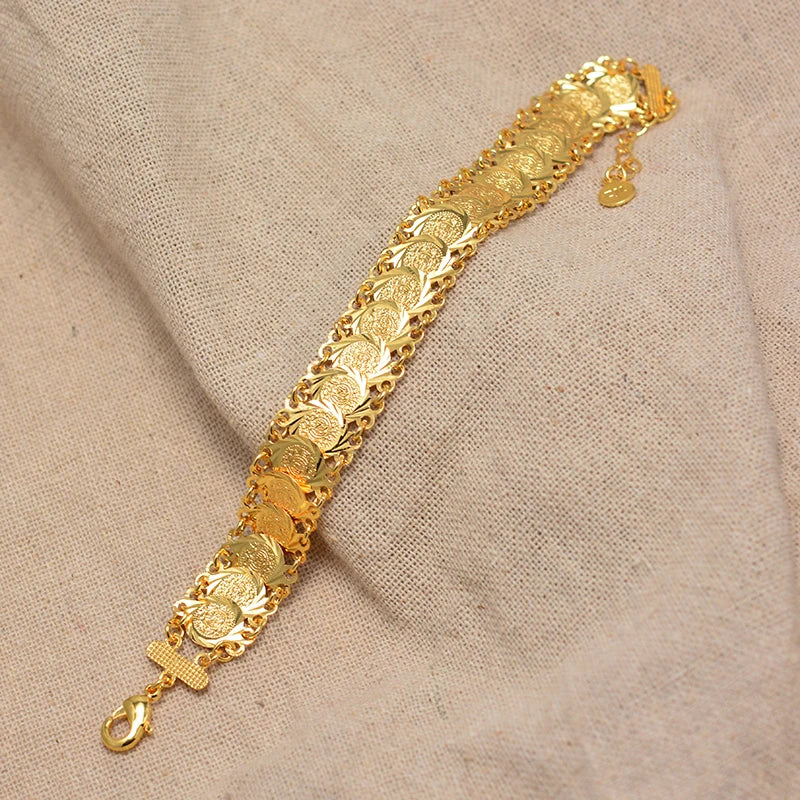 Gold Color Coins Bangles&Bracelets For Women Men Money Coin Bracelet Islamic Muslim Arab Middle Eastern Jewelry African Gifts