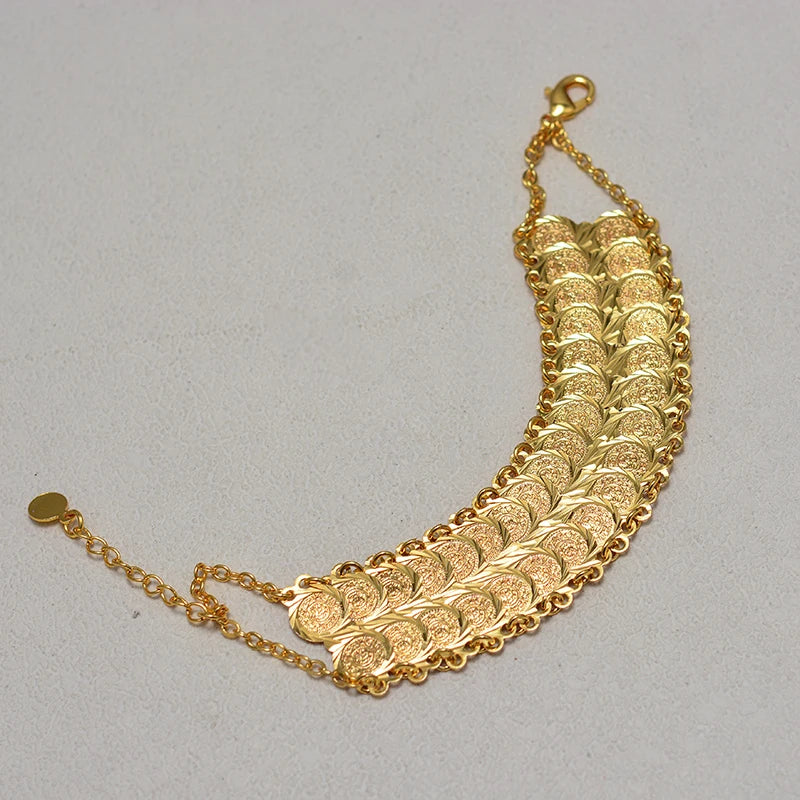 Gold Color Coins Bangles&Bracelets For Women Men Money Coin Bracelet Islamic Muslim Arab Middle Eastern Jewelry African Gifts