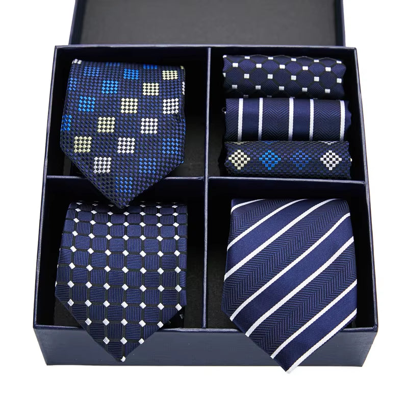 Gift Box Packing Silk Ties for Men Novelty Hanky Set 3 Styles Men'S Tie Formal Red Cravat for Wedding Business Necktie