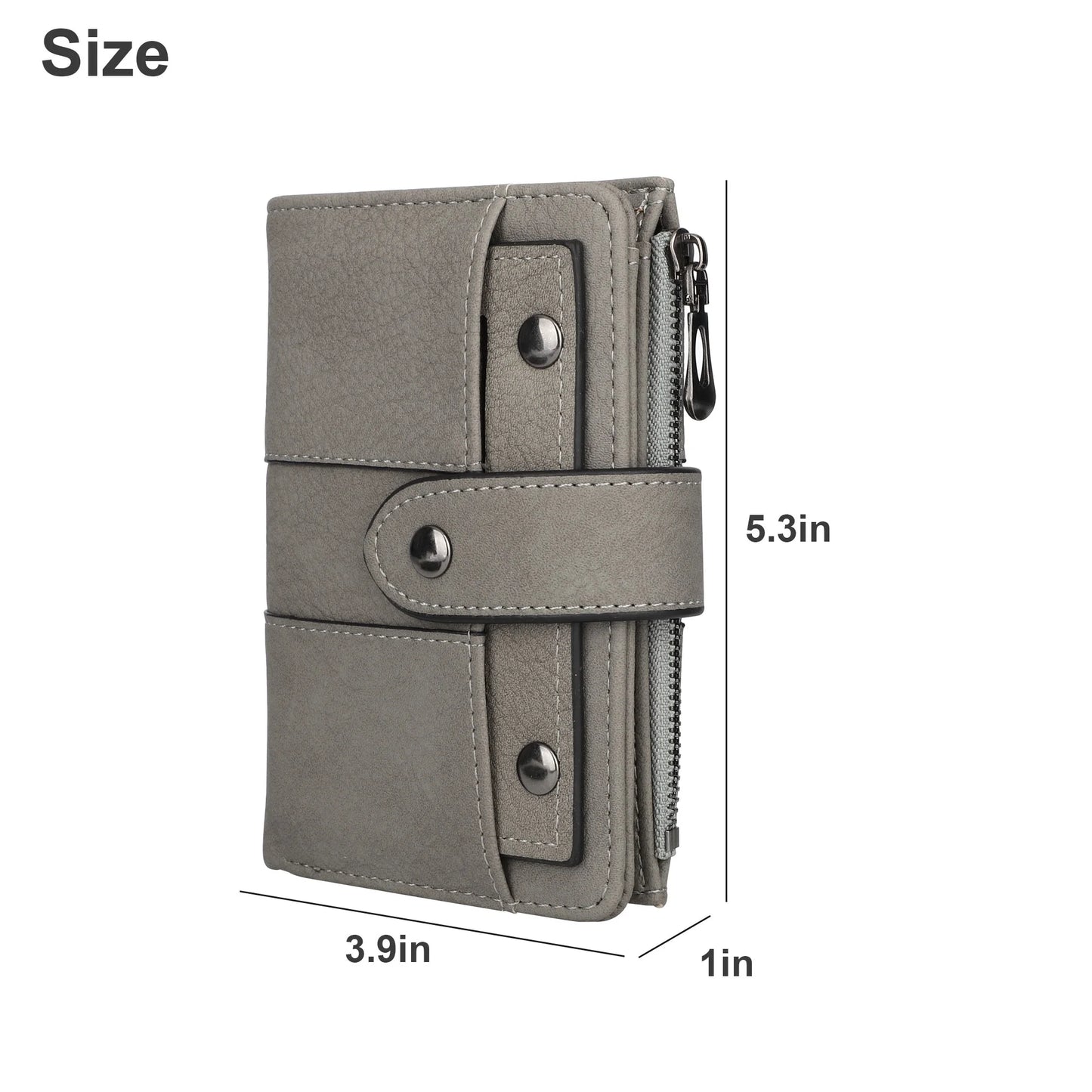 Small Leather Wallet for Women, Bifold Pocket Purse with Zipper Closure, RFID Blocking Card Holder with ID Window